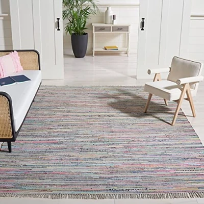 Image of SAFAVIEH Modern Rug for Living Room, Dining Bedroom Rag Collection, Short Pile, in Grey and Multi, 244 X 305 cm