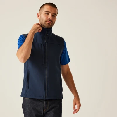 Image of Professional Water repellent Men&#039;s Navy Blue Flux Softshell Body Warmer, Size: Xxxl