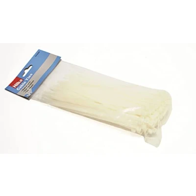 Image of Hilka Tools 79150200 White 100 4.8mm x 200mm Cable Ties