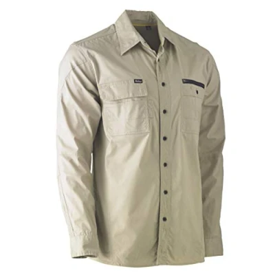 Image of Bisley Workwear UKBS6144_BSTN Flex &amp; Move Utility Shirt 145GSM Long Sleeve Stone, 5XL