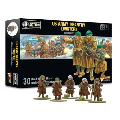 Image of Warlord Games US Army (Winter) Infantry 28mm Scale Plastic Miniatures for Bolt Action Highly Detailed World War 2 Table top Wargaming