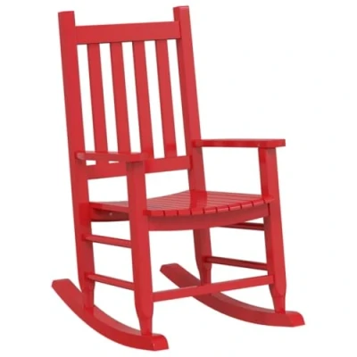 Image of vidaXL Red Children&#039;s Rocking Chair Durable Poplar Wood, Indoor/Outdoor Use, 49x66.5x85.5 cm