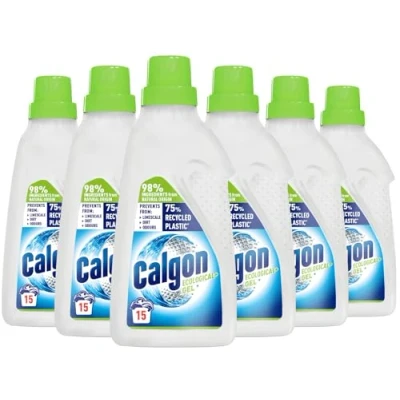 Image of Calgon Washing Machine Softener Gel, Ecological+, Removes Odours, Limescale &amp; Residue, Packaging 100% recyclable, 750ml, Pack of 6