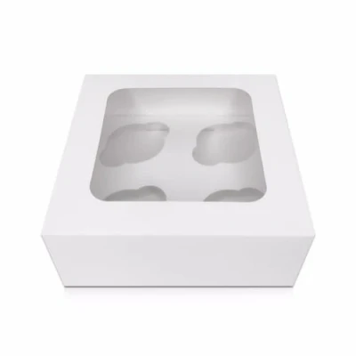 Image of 25 x White Cupcake Boxes 4 Holes