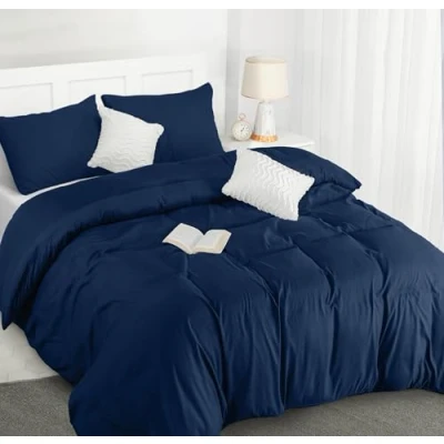 Image of Utopia Bedding Super King Size Duvet Cover Set Soft Microfiber with Pillow cases Quilt (Navy)
