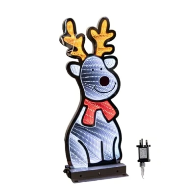 Image of 40cm Infinity Standing Christmas Reindeer with Metal Base, White and Red LEDs