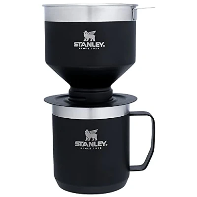 Image of Stanley Perfect Brew Pour Over Set with Camp Mug Reusable Filter BPA Free Easy Clean Stainless Steel Coffee Maker Matte Black