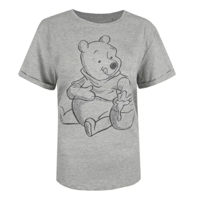 Image of Disney Women&#039;s Winnie the Pooh Sketch T Shirt, Grey (Grey Marl Spo), 12 UK
