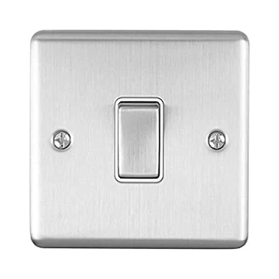 Image of Enhance Decorative 1 Gang Switch Satin Stainless Finish with White Trim
