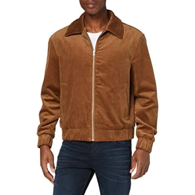 Image of Urban Classics BOXY Corduroy Jacket Bomber Jacket, Men&#039;s, Size: Large, Toffee