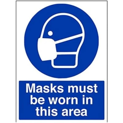 Image of VSafety Marks Must Be Worn In This Area PPE Sign Portrait 300mm x 400mm 1mm Rigid Plastic