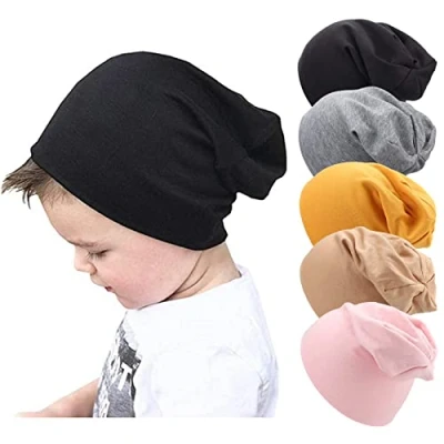 Image of DRESHOW 5 Pack Unisex Baby Hats for Kids Cotton Skull Caps Soft Cute Knit Cap Toddler Beanie 6 60 Months