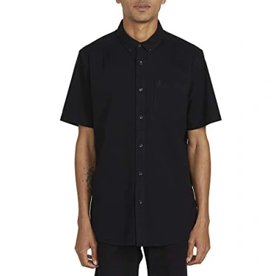 Image of Volcom Men&#039;s Everett Oxford Modern Fit Short Sleeve Shirt Button, New Black, XS
