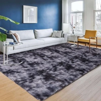 Image of Aspire Homeware Rugs Living Room Area for Bedroom Anti Slip Modern Super Soft Thick Pile Fluffy Shaggy Rug Non Shedding (Dark Grey, 120x170 cm)