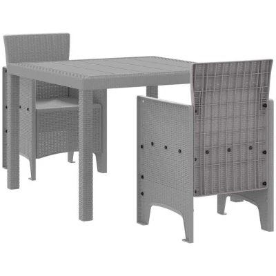 Image of vidaXL 3 Piece Garden Dining Set Light Grey Poly Rattan