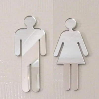 Image of Super Cool Creations Male &amp; Female Toilet Door Sign Mirrors 12cm x 5cm