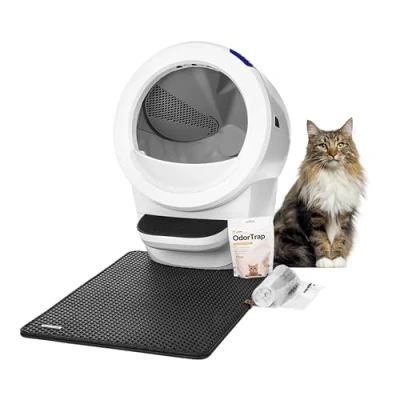 Image of Litter Robot 4 Beginner Bundle by Whisker, White Automatic, Self Cleaning Tray, Includes Robot, Fence, Mat, 2 OdorTrap Pack Refills, 25 Liners &amp; Years of WhiskerCare