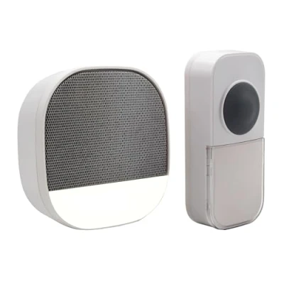 Image of Uni Com Wireless Battery Free Plug in Door Chime with Built Night Light, Low Power Consumption, Self Powered Kinetic Bell Push, 200m Operating Range, 30 Chimes, LED Alert, Easy Install