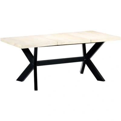 Image of vidaXL Dining Table White 180x90x75 cm Solid Mango Wood