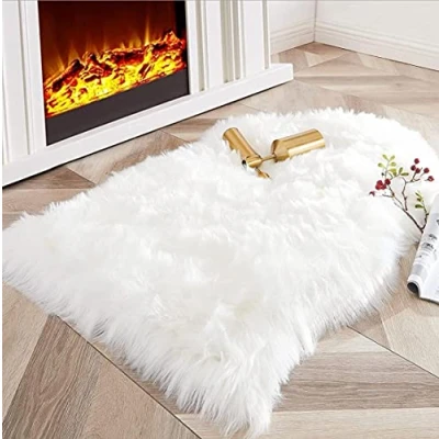 Image of JXLOULAN Fluffy Sheepskin White Rug 75 x 120 cm Faux Fur Area Rugs for Bedroom Decor Living Room Chair Sofa
