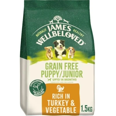Image of James Wellbeloved Dog Puppy Hypoallergenic Dry Food Grain Free Turkey 1.5 kg