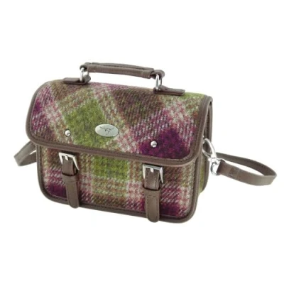 Image of Glen Appin Harris Tweed Bervie Mini Satchel Bag With Adjustable &amp; Removable Shoulder Strap (125 Heather Check)