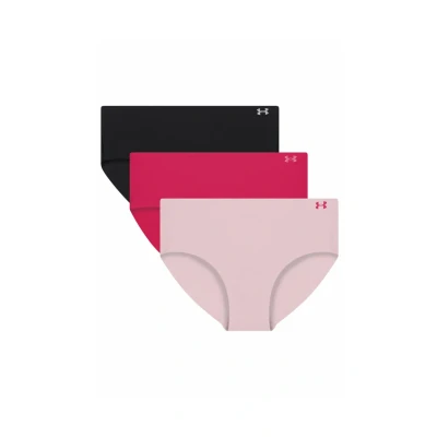 Image of Under Armour UA PURE STRETCH NO SHOW HIPSTER SOLID3PK, Shaded Fuchsia, S, S