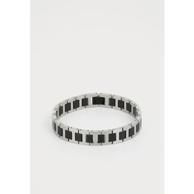 Image of Lacoste Metropole Bracelet silvercoloured/ black, Men&#039;s, Size: One Size, Silver coloured/ black