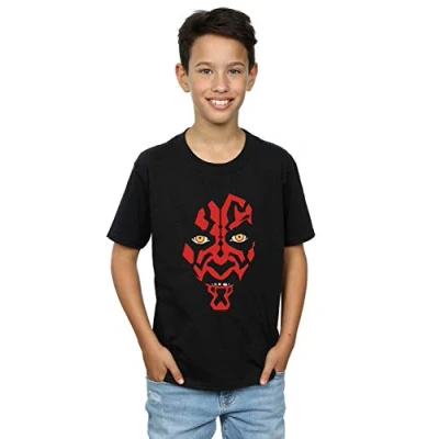 Image of Star Wars Boys Darth Maul Face T Shirt Black 12 13 Years