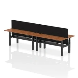 Image of Air B2B 1800x600mm Adjustable 4P Bench Desk CP Walnut/Black + Screen