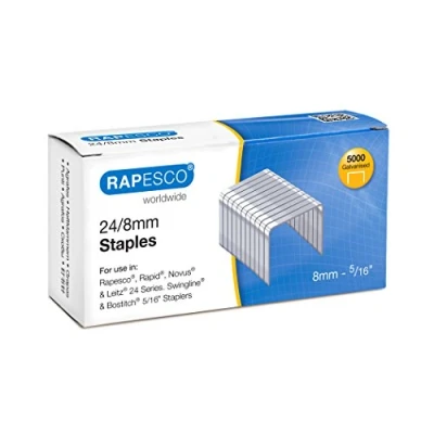 Image of Rapesco S24807Z3 Type 24/8 mm (No.16) Galvanised Staples, Pack of 5000