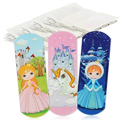 Image of com four® 40x Water repellent plasters for children Colourful Plaster strips set with princess and unicorn motifs Clinically tested (Princess)