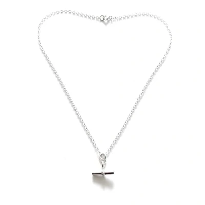Image of ROBERTS Mini Elegant Sterling Silver T Bar Pendant Necklace 1.5cm Albert Design (20&quot;)