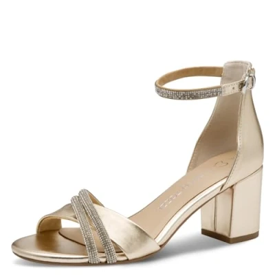 Image of MARCO TOZZI Women&#039;s Sandalette 2 28300 45 Heeled Sandal, Gold, 6 UK