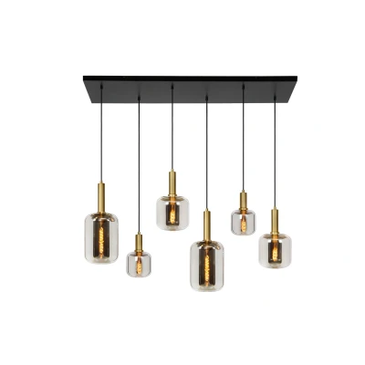 Image of Joanet Modern Bar Pendant Light 6xE27 Smoke Grey
