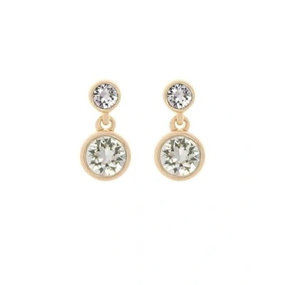Image of Karen Millen Crystal Dot Drop Earrings For Women (Gold/Clear Crystal)
