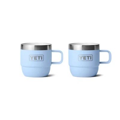 Image of YETI Rambler Espresso Mug, Vacuum Insulated Stainless Steel Stackable Big Sky Blue, 2 Pack 6 oz (177 ml)