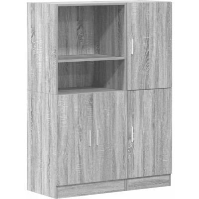 Image of vidaXL 2 Piece Kitchen Cabinet Set Grey Sonoma Engineered Wood