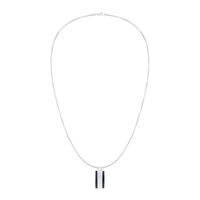 Image of Tommy Hilfiger Parker Necklace silvercoloured/blue, Men&#039;s, Size: One Size, Silver coloured/blue