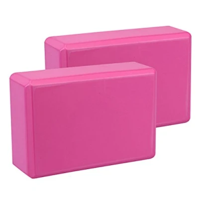 Image of EXERZ Yoga Blocks 2 pack EVA Foam Exercise Workout Fitness Bricks, Pilates Stretch Handstand Non Slip Gym Blocks, Gymnastics (Pink 2pcs)