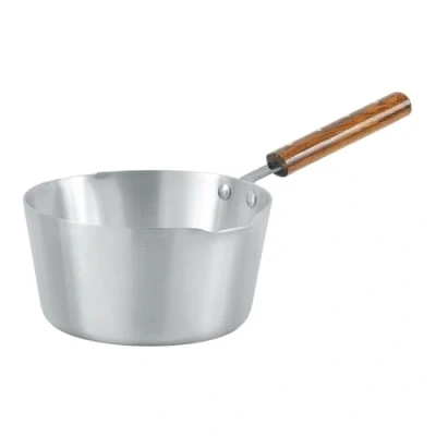 Image of Induction Base Milk Pan Saucepan Coffee Pot Boiling Tea Aluminium Saucepot with Long Wooden Handle &amp; Pouring Lip (16cm)