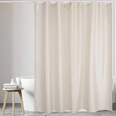Image of KAV Polyester fabric Shower Mould and Mildew Resistant Curtain 180 x 220 cm (71 88 Inch) Cream + Matching Hooks