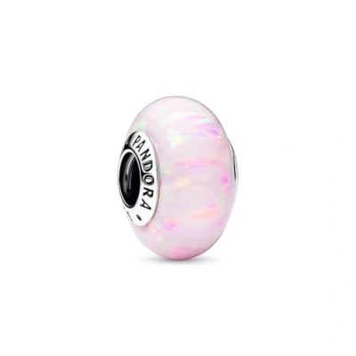 Image of Pandora Moments Sterling silver charm with pink lab created opal