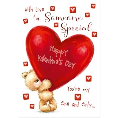 Image of doodlecards Someone Special Valentine&#039;s Day Card Teddy and Giant Love Heart Large A4 Size with Plain Envelope