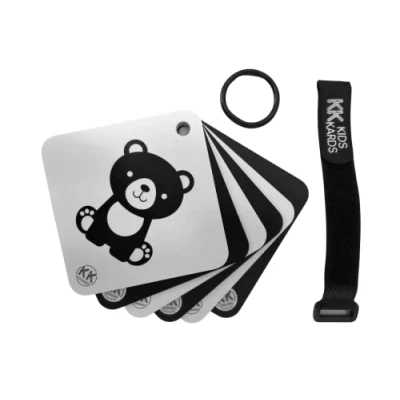 Image of KidsKards Travel Stroller Ring Black White Baby Sensory Development Flash Cards