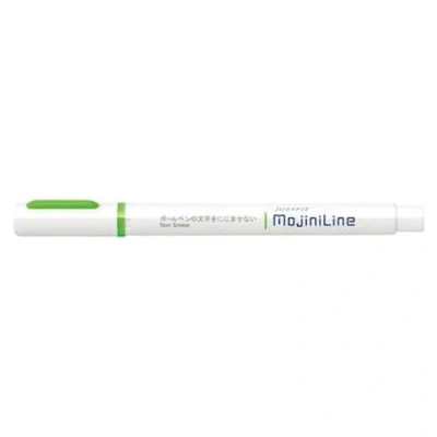 Image of Zebra Highligher Just Fit Mojiniline, blurring proof for ballpoint pen wrinting (Green) WKS22 G