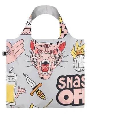 Image of LOQI SNASK Tiger Snake Beer Grey Recycled Bag