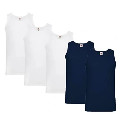 Image of Fruit of the Loom Men&#039;s Athletic Vest M L XL XXL 3XL 4XL 5XL Also Colour Sets (Pack 1/5), 3 x white 2 deep navy + 1 Hl Purchase notepad,