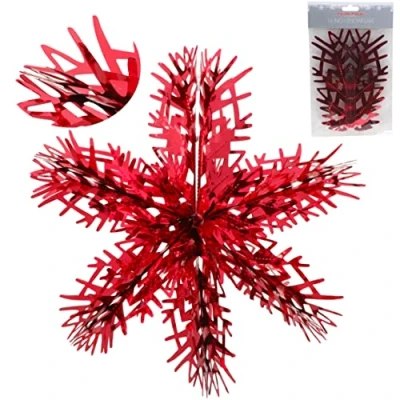 Image of Christmas Concepts® 16 (1.3ft) Large Foil 3D Snowflake Hanging Decoration Trimming (Red)