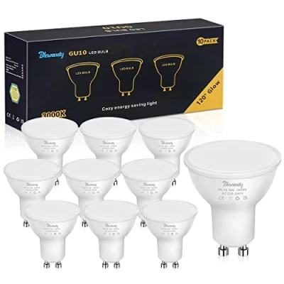 Image of GU10 LED Bulb Warm White 3000K, 5W Spotlight Bulbs Equivalent 40W Halogen, 450LM 120 Degree Wide Beam Angle, AC 220 240V Non Dimmable Energy Saving Lamp, Pack of 10
